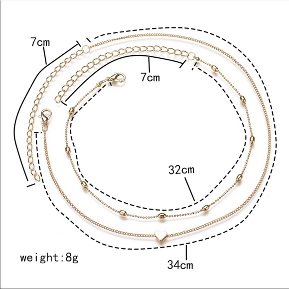 Silver Heart Choker Necklace Women 's MultiLayer - Picture 3 of 3